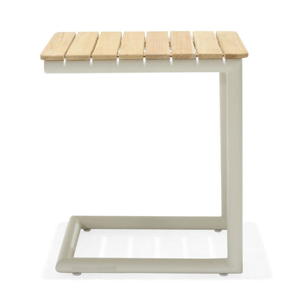 Portals Light C-Shape Set outdoor sofa module in cream frame with wood slats LifestyleGarden US on Tampa Home & Garden Store
