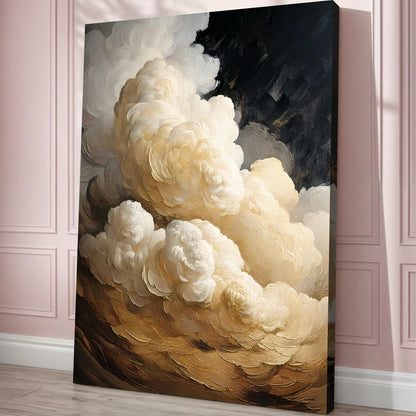 Beige Cloud Abstract Canvas Wall Art by Tailored Canvases, cream clouds on dark gradient on Tampa Home & Garden Store