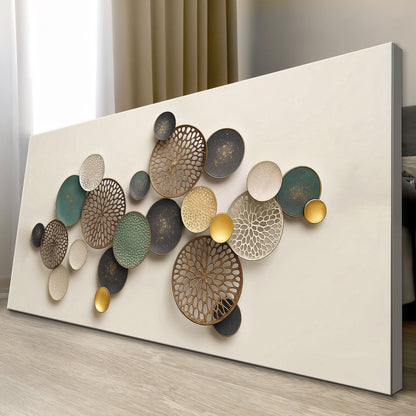 Lotus Leaf Abstract Wall Art II canvas Tailored Canvases with bronze teal gold circular leaves on Tampa Home & Garden Store