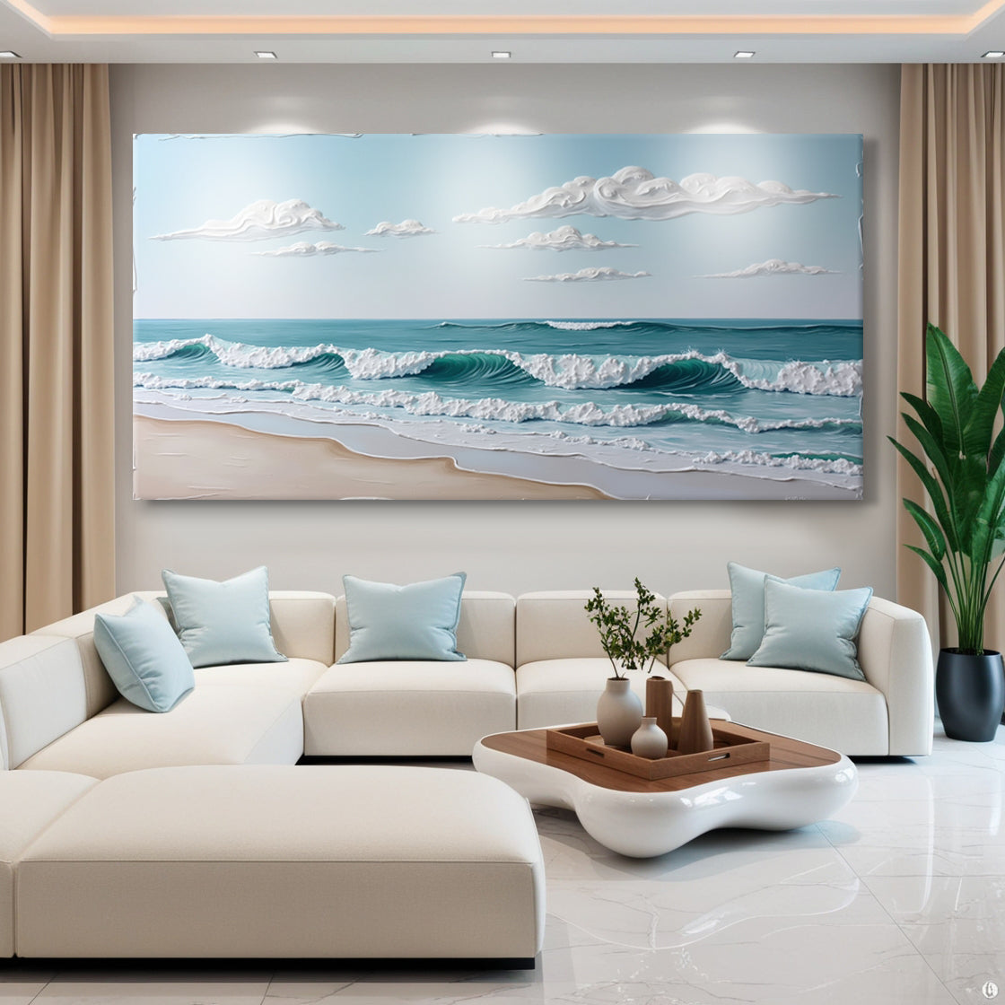 Serene Ocean Wave Coastal Wall Art XI canvas with turquoise ocean blues by Tailored Canvases on Tampa Home & Garden Store