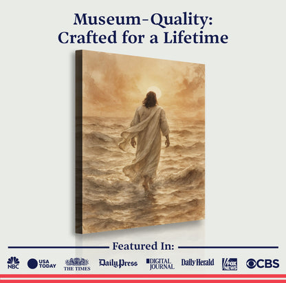 Jesus Christ Walking On Water Faith Wall Art VI canvas by Tailored Canvases, sepia craft canvas on Tampa Home & Garden Store