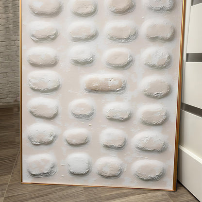 Abstract Wall Art II canvas by Tailored Canvases with beige background and white dots on Tampa Home & Garden Store