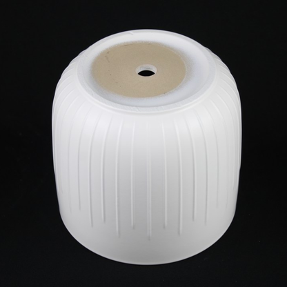 3-Piece White Stoneware Planter Pot Set with Vertical Groove Texture