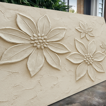Floral Abstract Wall Art V canvas with beige textured flower reliefs on Tailored Canvases on Tampa Home & Garden Store