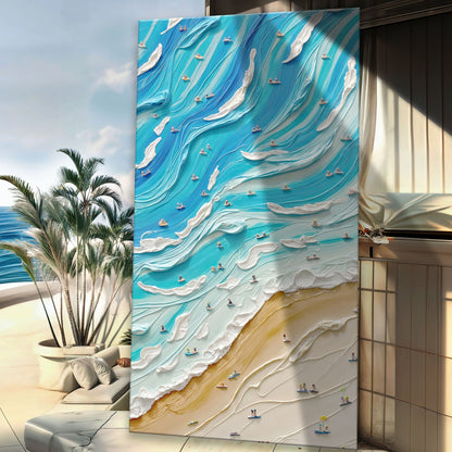 Beach Days Wall Art IV canvas by Tailored Canvases featuring turquoise waves and tiny boats on Tampa Home & Garden Store
