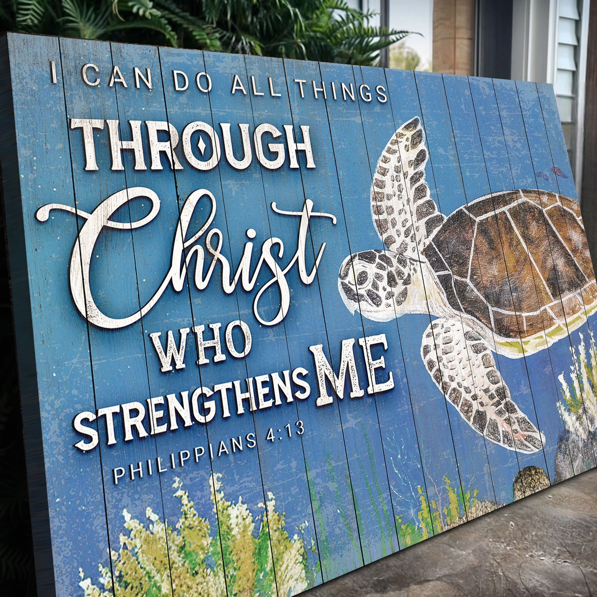 Canvas Faith Sign IV by Tailored Canvases, blue distressed wood background on Tampa Home & Garden Store