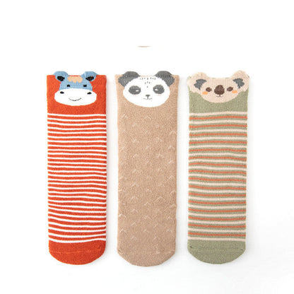 Stevvex unisex baby socks 3 pairs cotton Christmas socks with hippo, panda and bear tops on Tampa Home & Garden Store