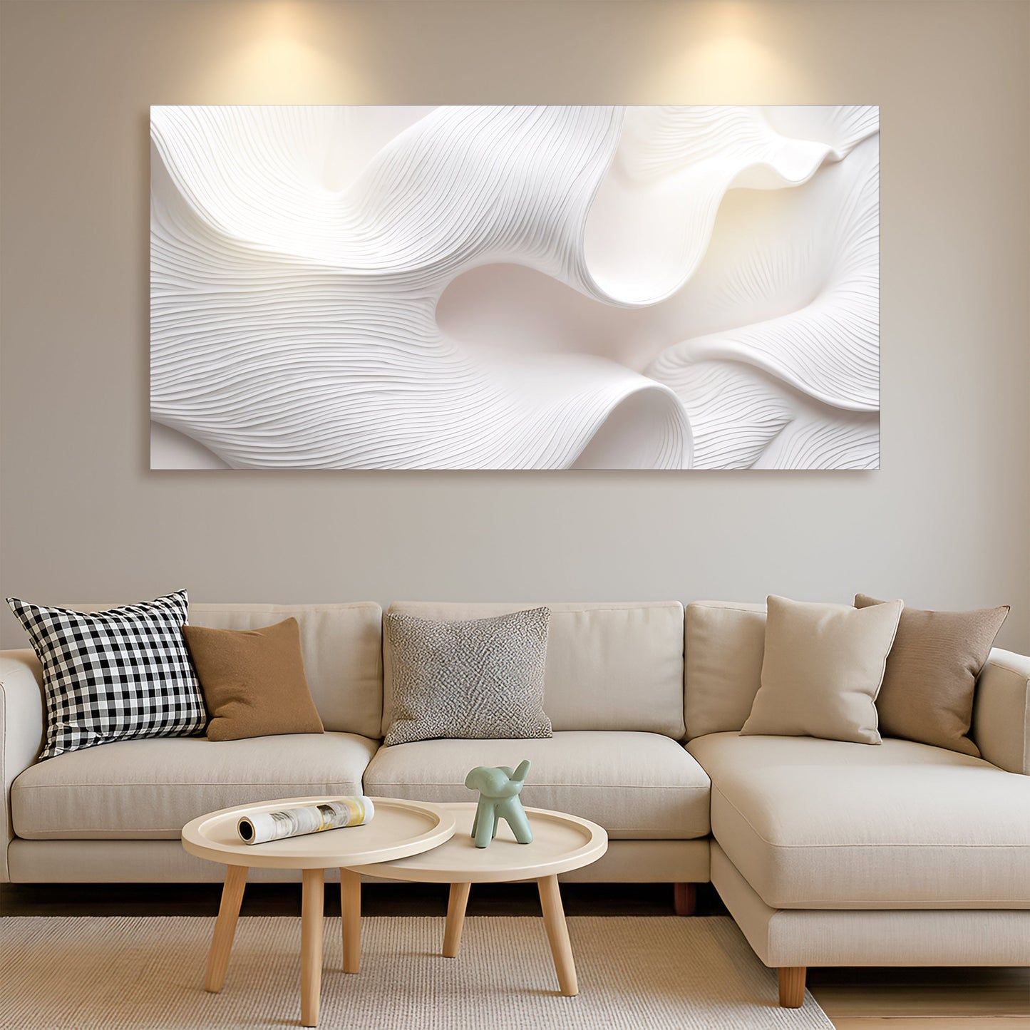 Minimalist Waves Wall Art II canvas by Tailored Canvases, white abstract wave design crafting canvas on Tampa Home & Garden Store