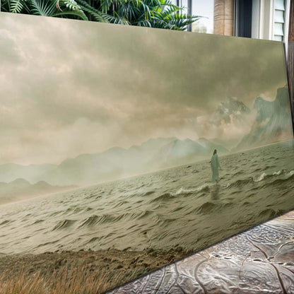 Walking On Water Faith Wall Art canvas Tailored Canvases; beach scene with lone figure on Tampa Home & Garden Store
