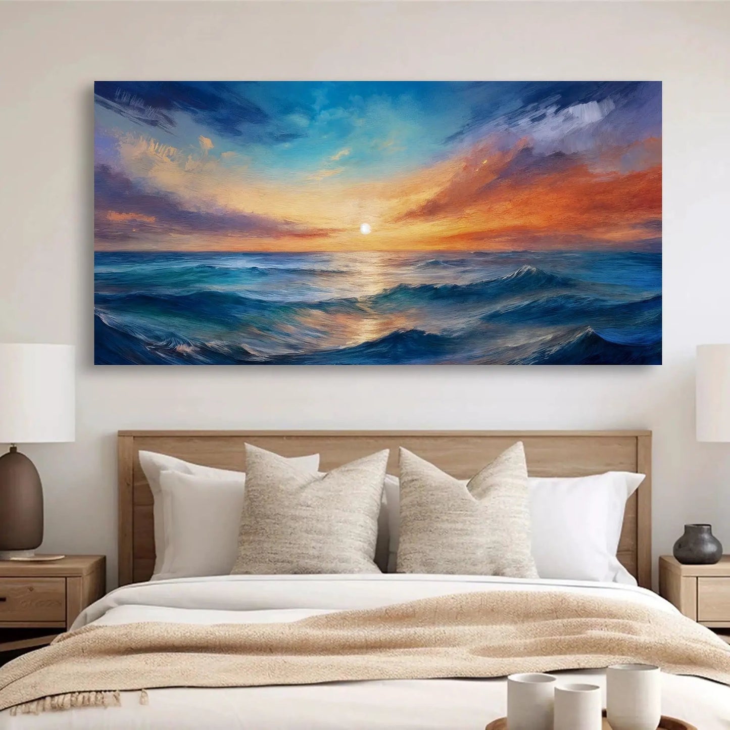 Waterscape Abstract Wall Art XIII canvas by Tailored Canvases, ocean sunset with blue tones on Tampa Home & Garden Store