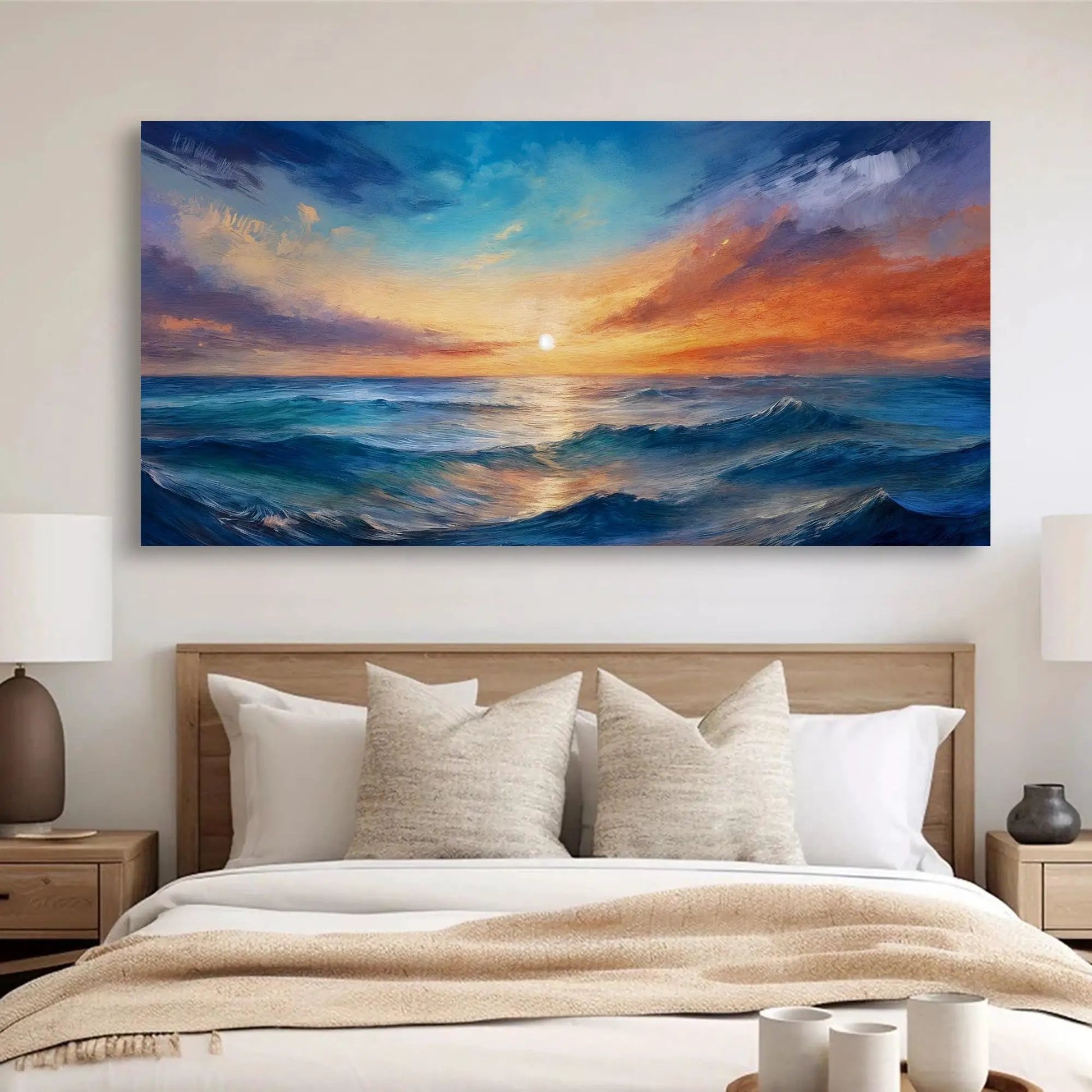 Waterscape Abstract Wall Art XIII canvas by Tailored Canvases, ocean sunset with blue tones on Tampa Home & Garden Store