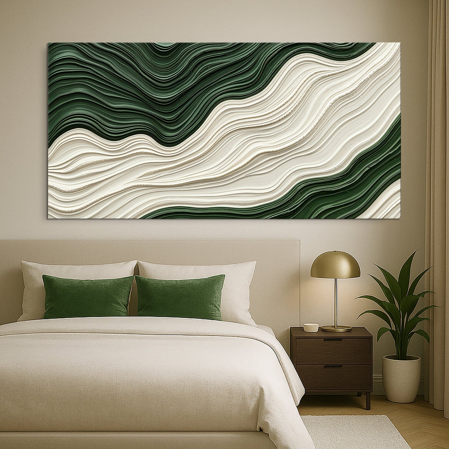 Green Rivers Abstract Wall Art VIII canvas by Tailored Canvases with green and white waves on Tampa Home & Garden Store