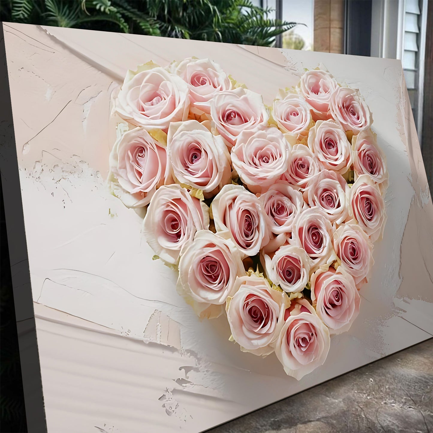 Floral Heart Wall Art IV canvas with pink roses bouquet on crafting canvas on Tampa Home & Garden Store