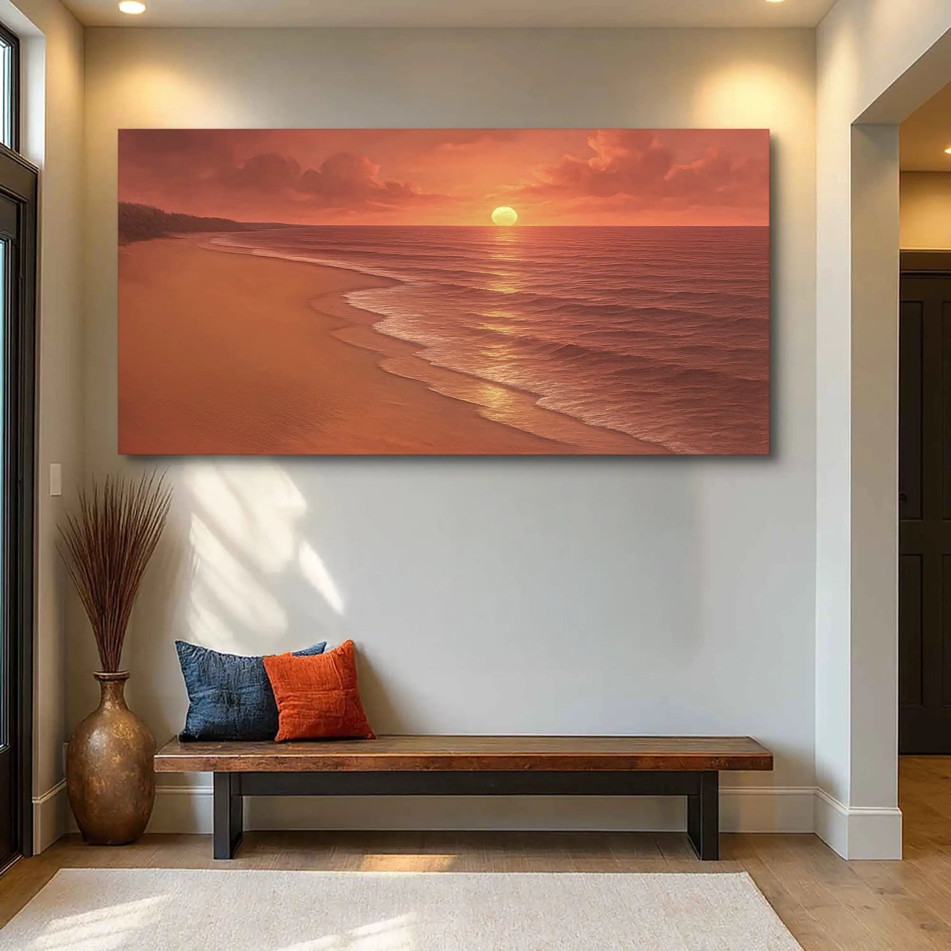 Beach Shoreline Coastal Wall Art VII canvas by Tailored Canvases in warm sunset tones on Tampa Home & Garden Store