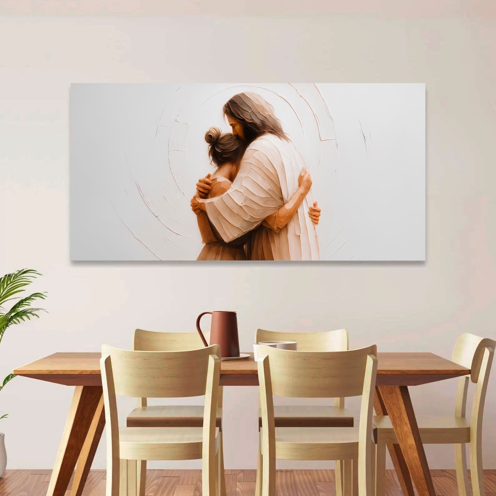 Divine Embrace of Grace Faith Wall Art II canvas by Tailored Canvases, soft beige tones crafting canvas on Tampa Home & Garden Store