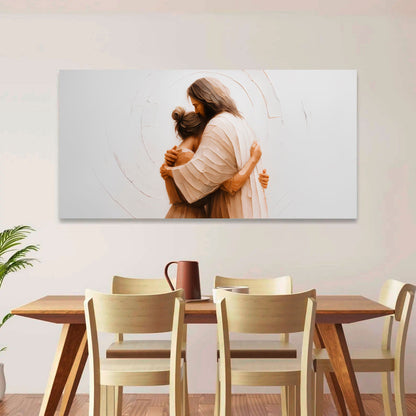 Divine Embrace of Grace Faith Wall Art II canvas by Tailored Canvases, soft beige tones crafting canvas on Tampa Home & Garden Store