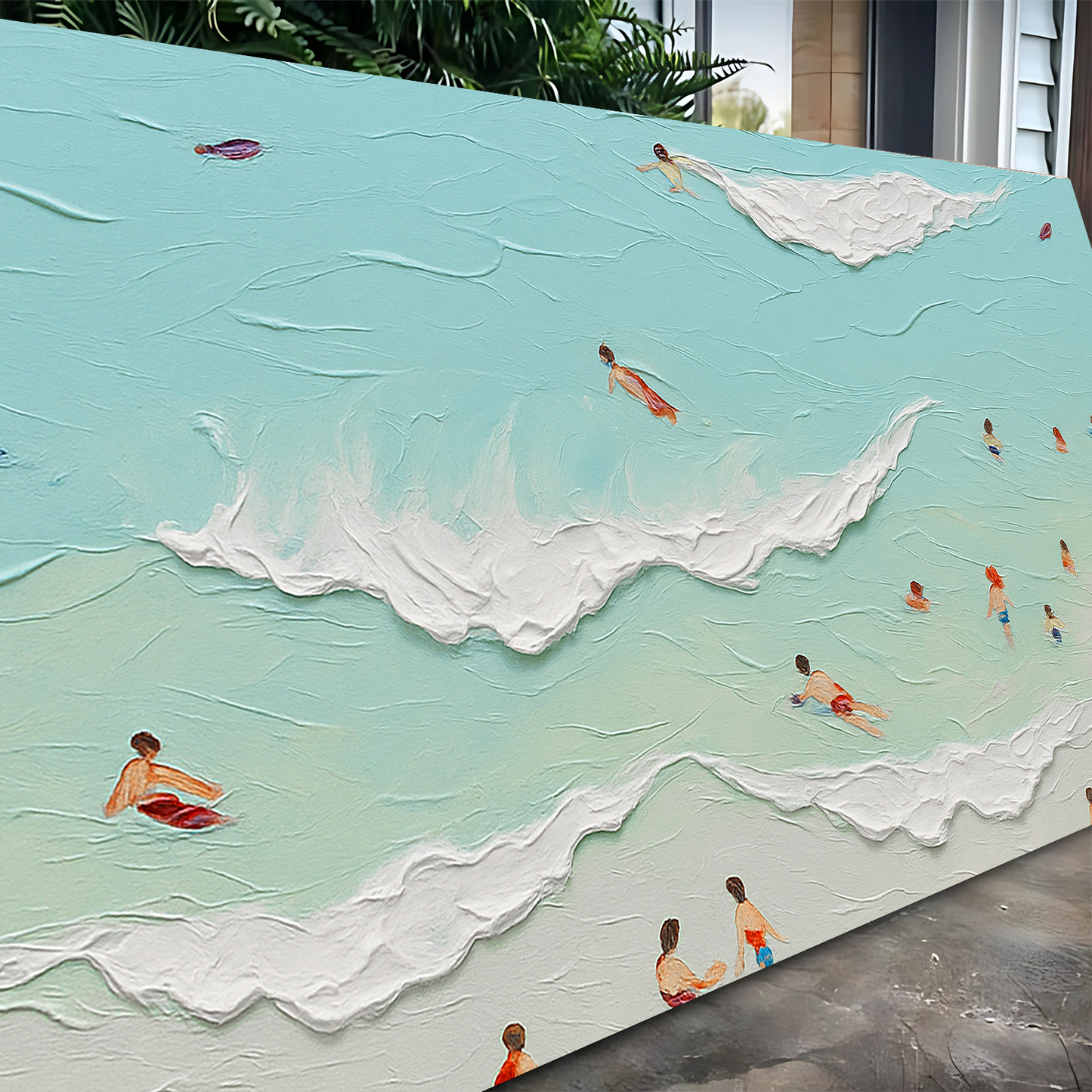 Beach Days Wall Art X Canvas by Tailored Canvases in turquoise sea tones with textured waves on Tampa Home & Garden Store