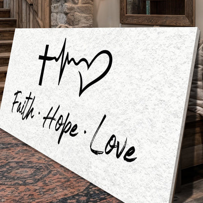 Faith, Hope, Love Faith Wall Art canvas by Tailored Canvases with script on light background on Tampa Home & Garden Store