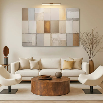 Earth Tones Patchwork Geometric Wall Art canvas by Tailored Canvases in neutral patchwork panels on Tampa Home & Garden Store