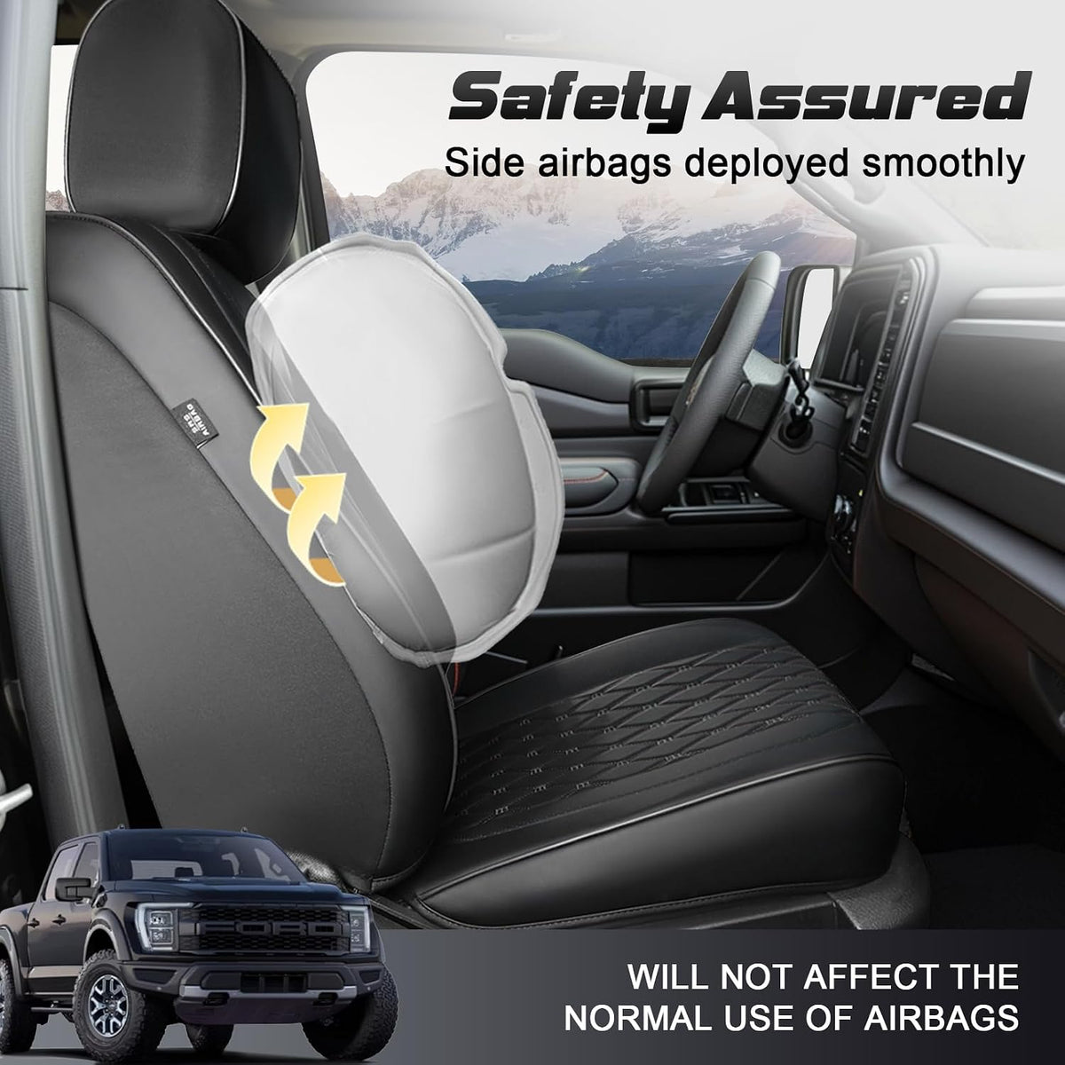 Umbrauto seat cover for Ford F-150/Super Duty, black waterproof Nappa leather, custom fit on Tampa Home & Garden Store