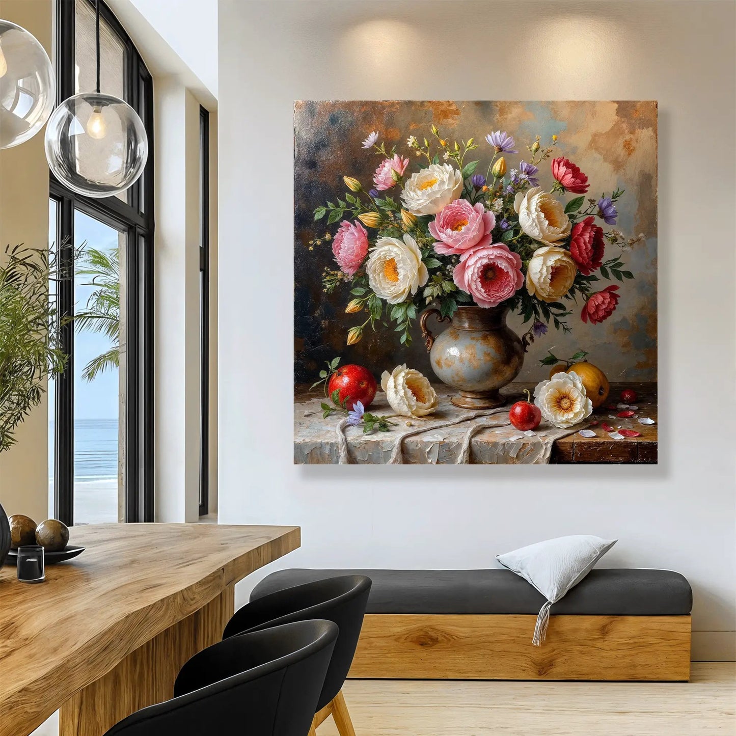 Summer Bloom Vase Wall Art canvas by Tailored Canvases with vibrant bouquet in rustic vase on Tampa Home & Garden Store