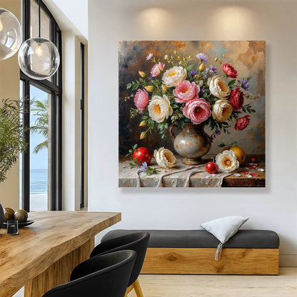 Summer Bloom Vase Wall Art canvas by Tailored Canvases with vibrant bouquet in rustic vase on Tampa Home & Garden Store