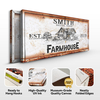 Rustic Farmhouse Personalized Sign III canvas set by Tailored Canvases with rust border on Tampa Home & Garden Store