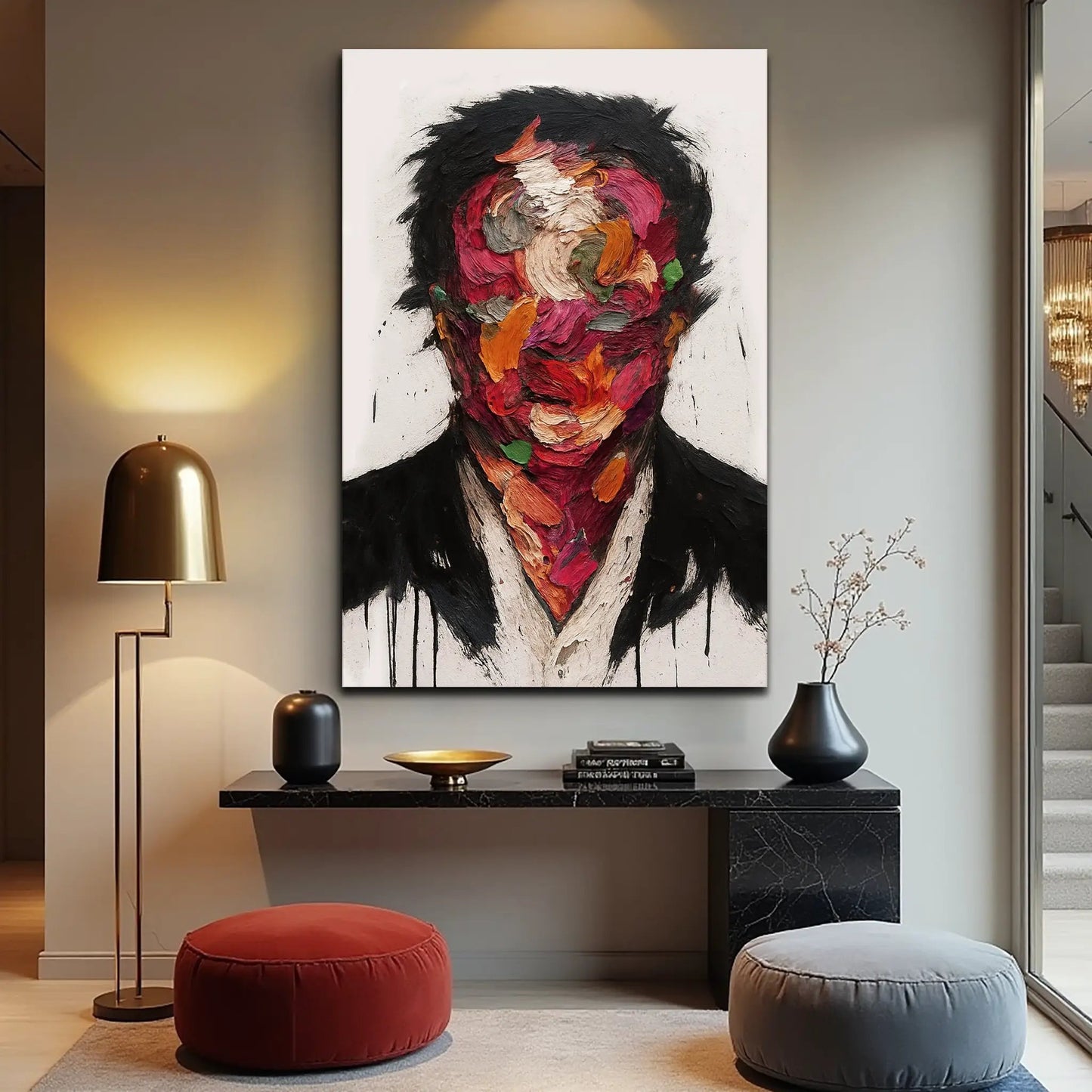 Petals of Identity canvas by Tailored Canvases, abstract colorful portrait on white background on Tampa Home & Garden Store