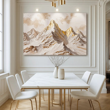 Golden Peaks Wall Art canvas by Tailored Canvases, gold-toned mountain landscape on Tampa Home & Garden Store