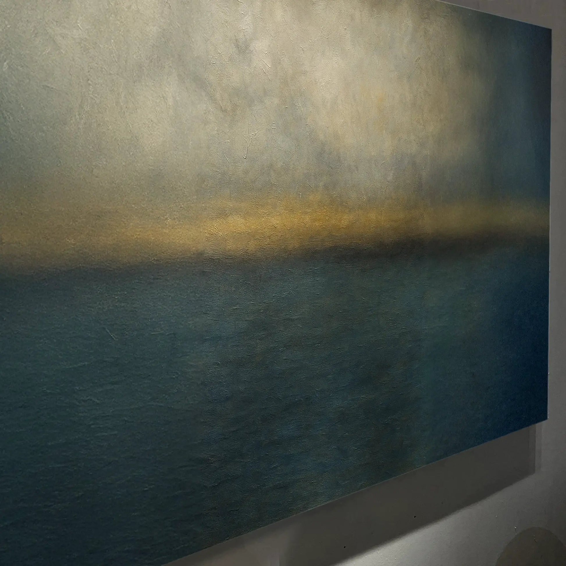 Waterscape Abstract Wall Art canvas with a textured teal to gold gradient Tailored Canvases on Tampa Home & Garden Store