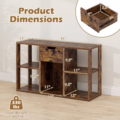 5-cube bookcase with storage drawer in rustic brown finish by DirectDeals on Tampa Home & Garden Store