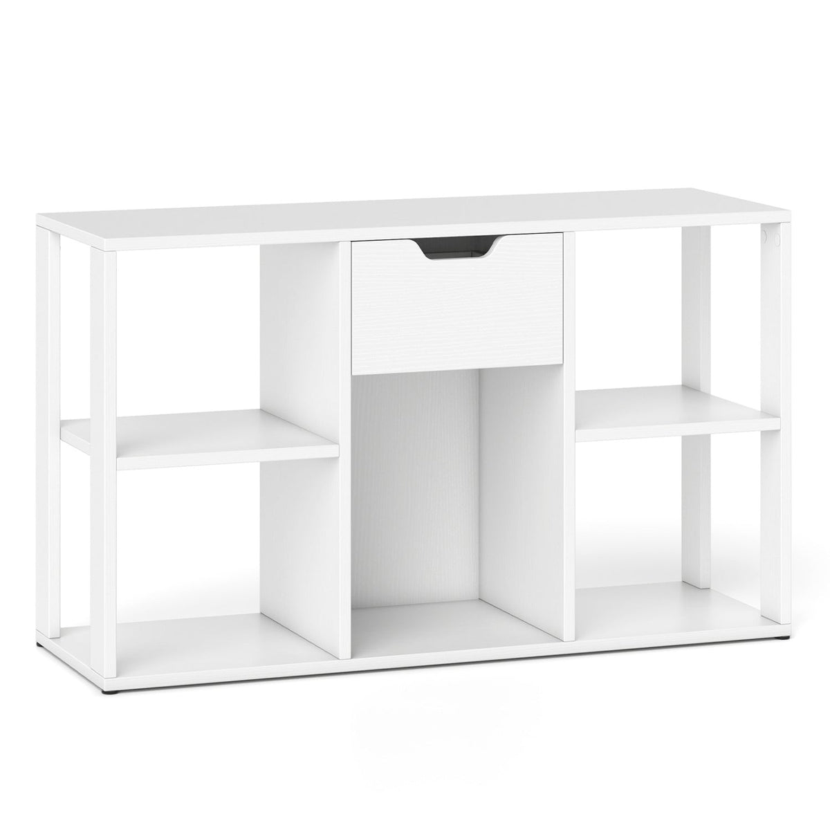 5-Cube Bookcase with Storage Drawer white finish, central top drawer and open cubbies on Tampa Home & Garden Store