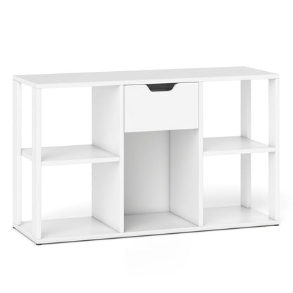 5-Cube Bookcase with Storage Drawer white finish, central top drawer and open cubbies on Tampa Home & Garden Store