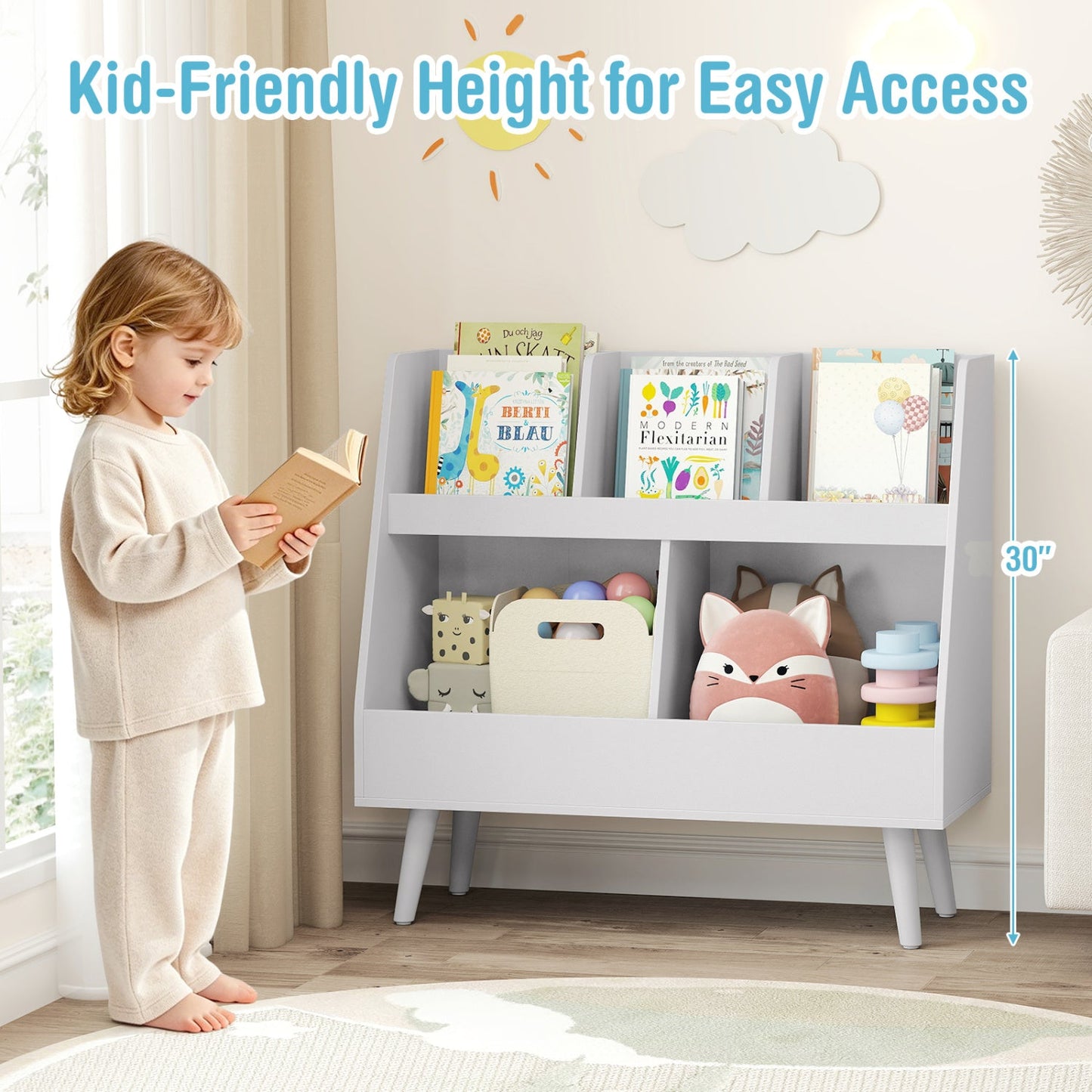 Kids Bookshelf and Toy Organizer 5-Cube Storage