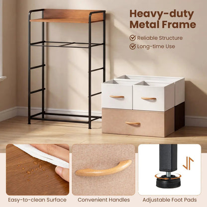 Five Drawer Fabric Dresser with Removable Bins