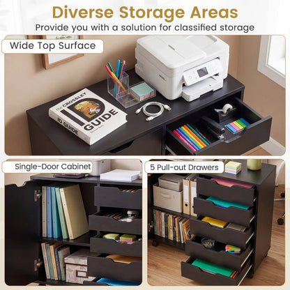 5-Drawer Storage Cabinet with Adjustable Shelf