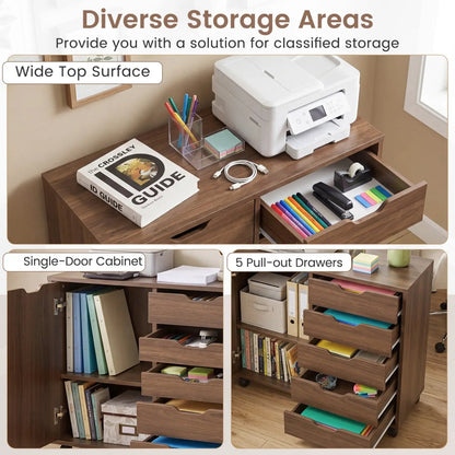 5-Drawer Storage Cabinet with Adjustable Shelf