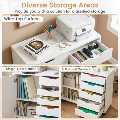 5-Drawer Storage Cabinet with Adjustable Shelf