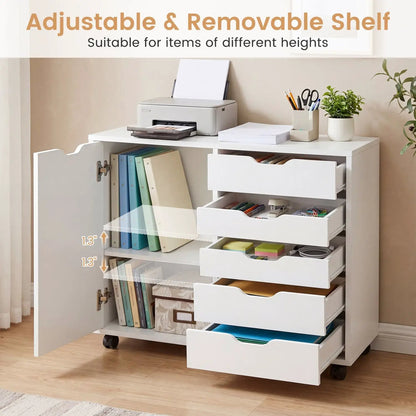 5-Drawer Storage Cabinet with Adjustable Shelf