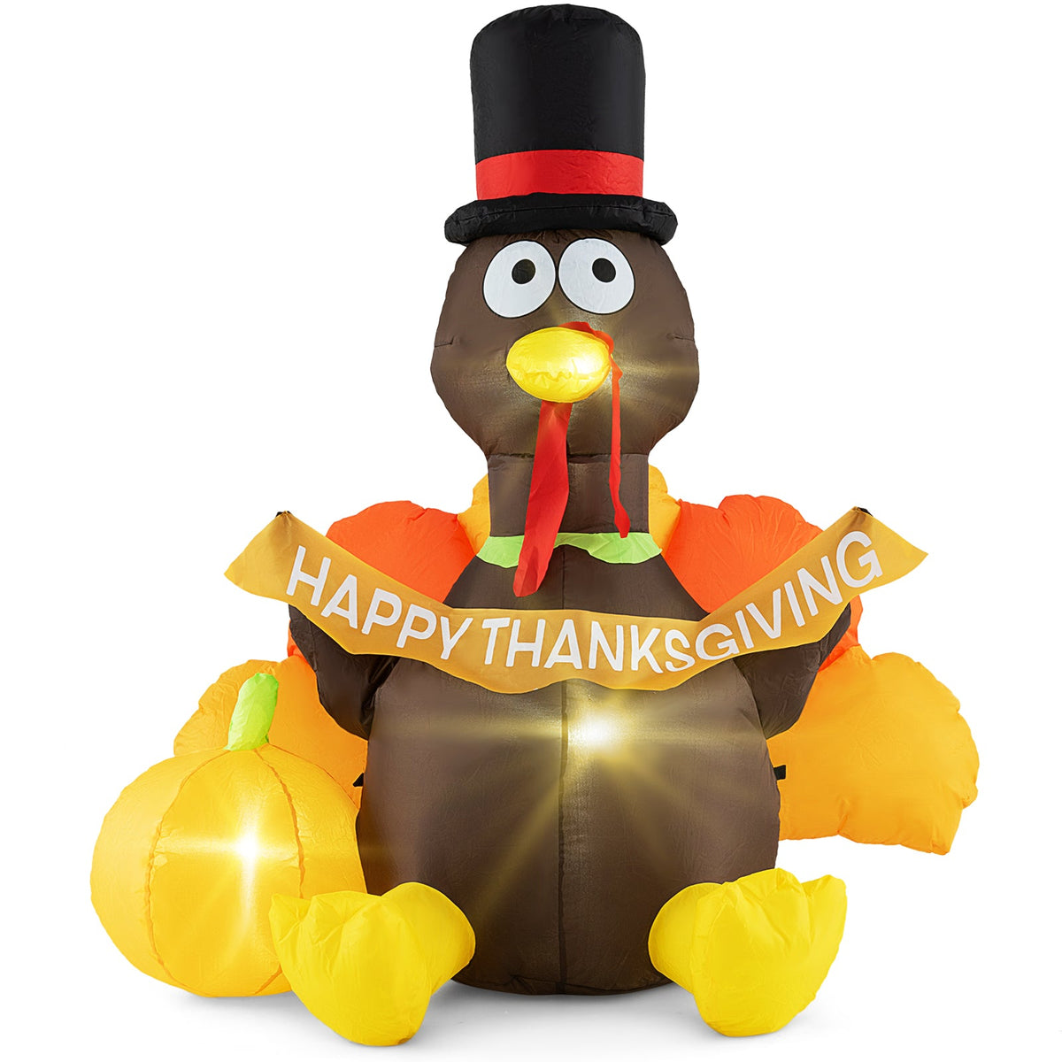 5 ft inflatable turkey with pumpkins, LED lights and top hat banner by DirectDeals on Tampa Home & Garden Store
