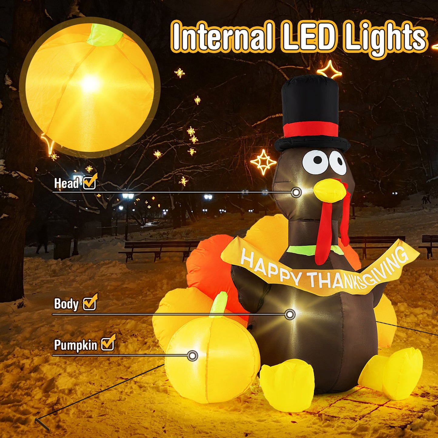 5 ft inflatable Thanksgiving turkey with pumpkin LED lights DirectDeals indoor decor on Tampa Home & Garden Store