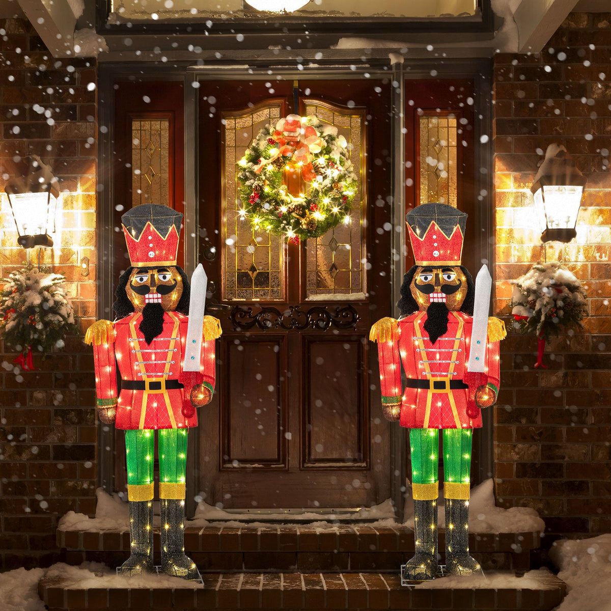2-pack 5 ft lighted Christmas nutcrackers with glitter swords for outdoor DirectDeals Holiday Ornaments on Tampa Home & Garden Store