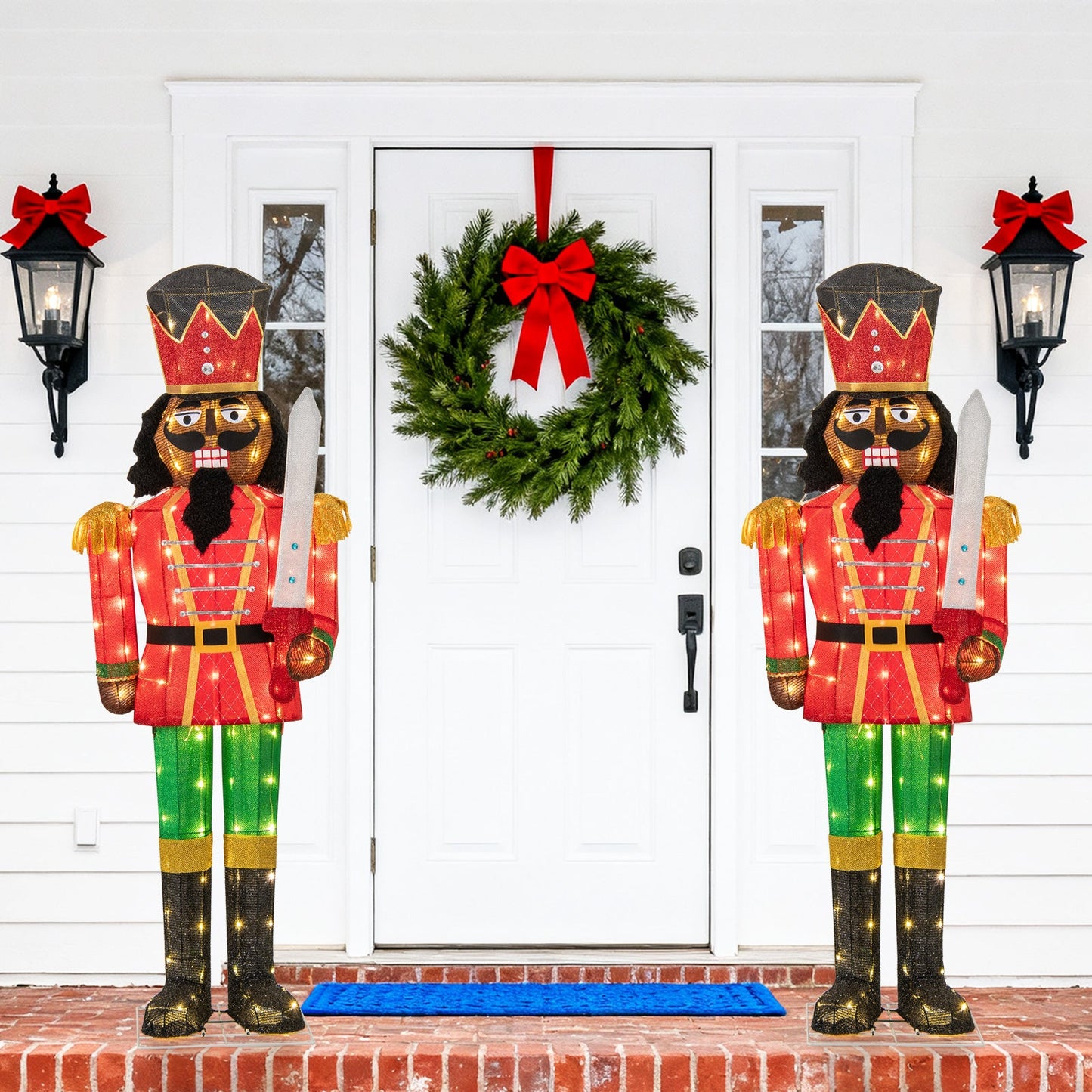 Nutcracker pair, 5 ft DirectDeals lighted with glitter swords and red uniforms for outdoor on Tampa Home & Garden Store