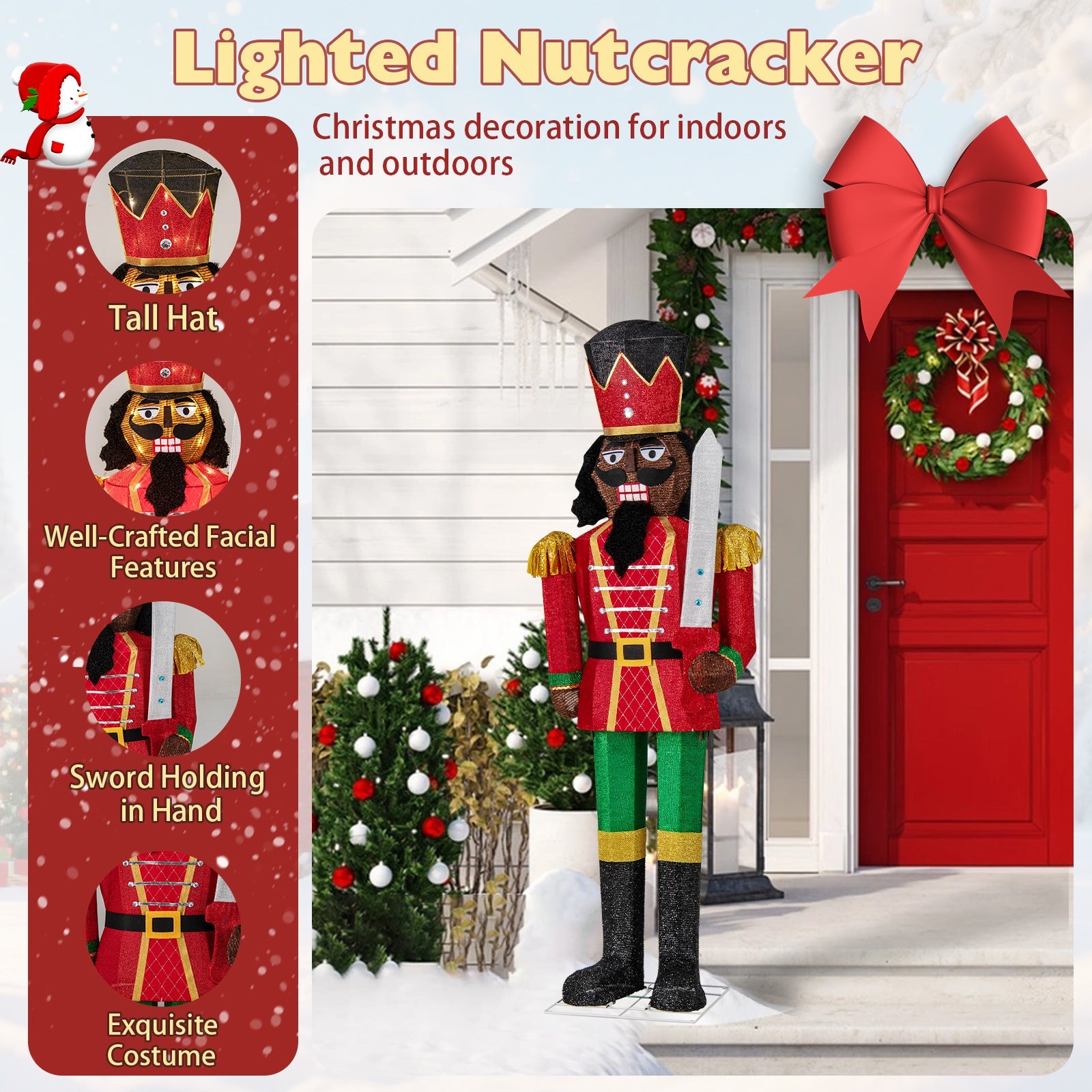 5 ft lighted Nutcracker outdoor decoration by DirectDeals with glitter sword on Tampa Home & Garden Store