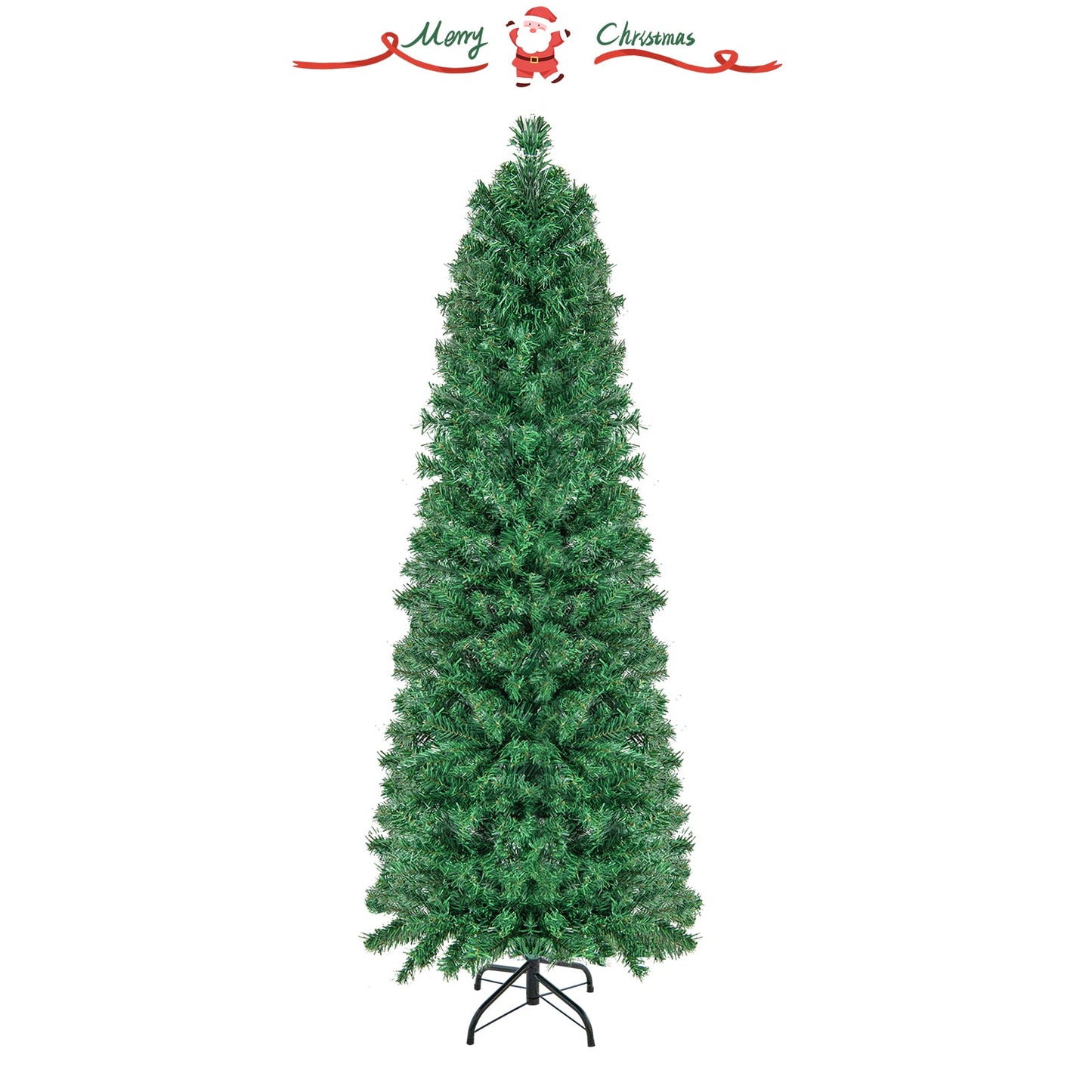 Árbol de Navidad con luces de fibra óptica, preiluminado, delgado, verde, 5/6/7/8 pies - 5 pies
