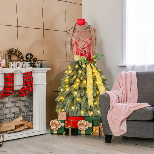 5 ft pre-lit mannequin Christmas tree with dress form top and beige shawl, gifts beneath on Tampa Home & Garden Store