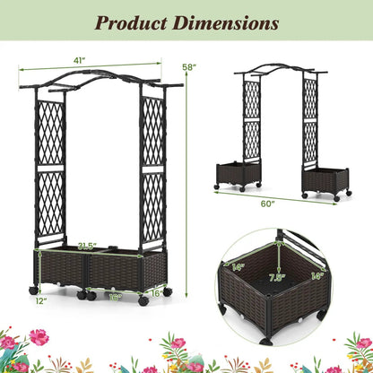 5 Ft Self-Watering Planter Boxes with Lattice
