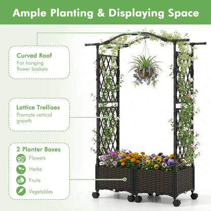 5 Ft Self-Watering Planter Boxes with Lattice