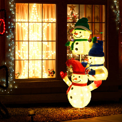 5 FT Stacked Snowman Lighted Christmas Decoration with 110 LED Lights