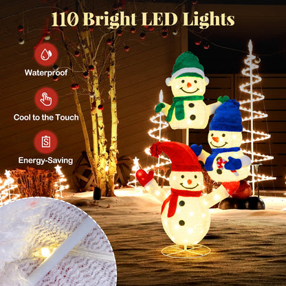 5 FT Stacked Snowman Lighted Christmas Decoration with 110 LED Lights